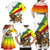 Ethiopia Family Matching Off Shoulder Maxi Dress and Hawaiian Shirt Lion Of Judah Emblem With Cross