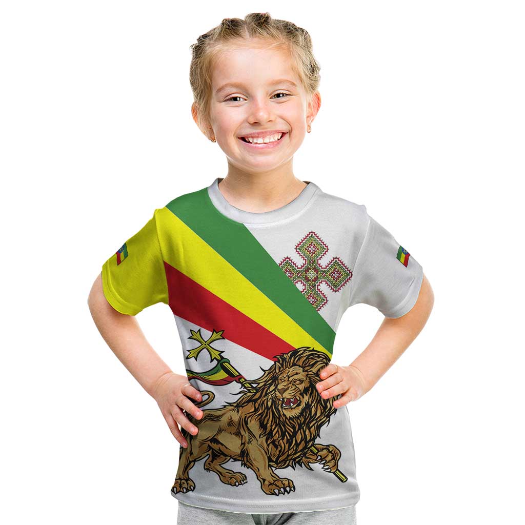 Ethiopia Kid T Shirt Lion Of Judah Emblem With Cross - Wonder Print Shop