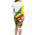 Ethiopia Long Sleeve Bodycon Dress Lion Of Judah Emblem With Cross