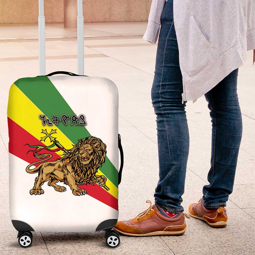 Ethiopia Luggage Cover Lion Of Judah Emblem With Cross - Wonder Print Shop