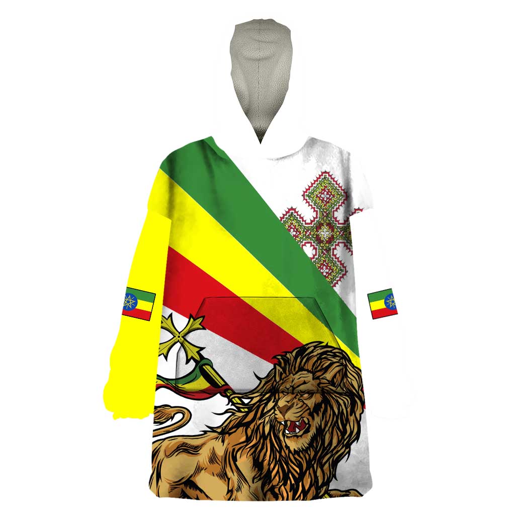 Ethiopia Wearable Blanket Hoodie Lion Of Judah Emblem With Cross