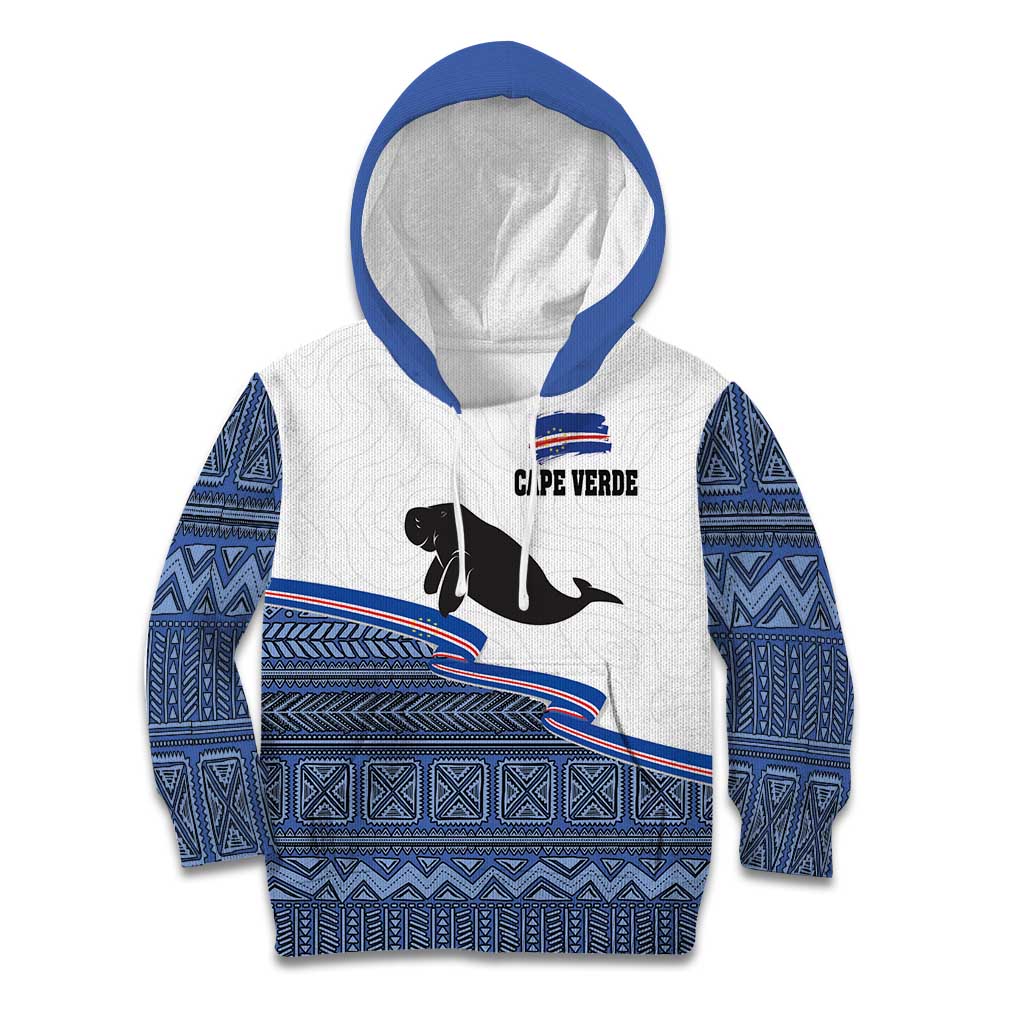 Cape Verde Manatee Kid Hoodie Pattern With Flag Color - Wonder Print Shop