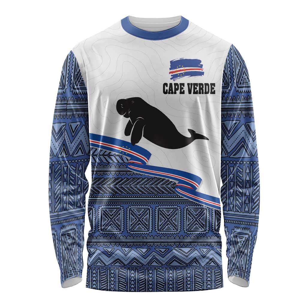 Cape Verde Manatee Long Sleeve Shirt Pattern With Flag Color - Wonder Print Shop