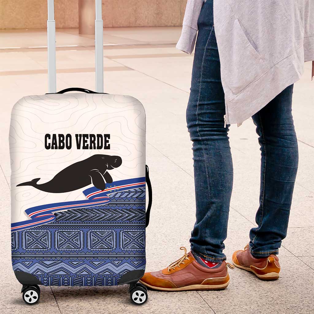 Cape Verde Manatee Luggage Cover Pattern With Flag Color - Wonder Print Shop