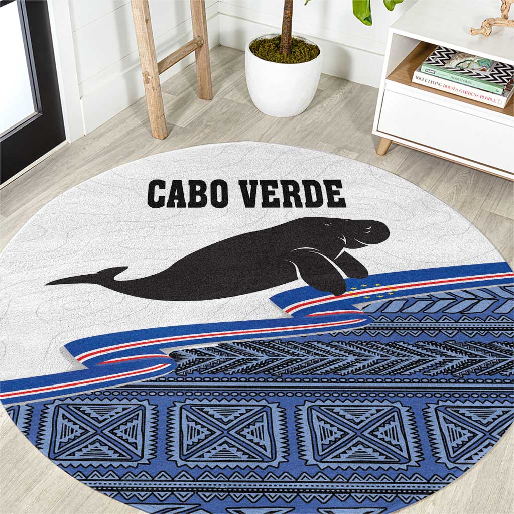 Cape Verde Manatee Round Carpet Pattern With Flag Color