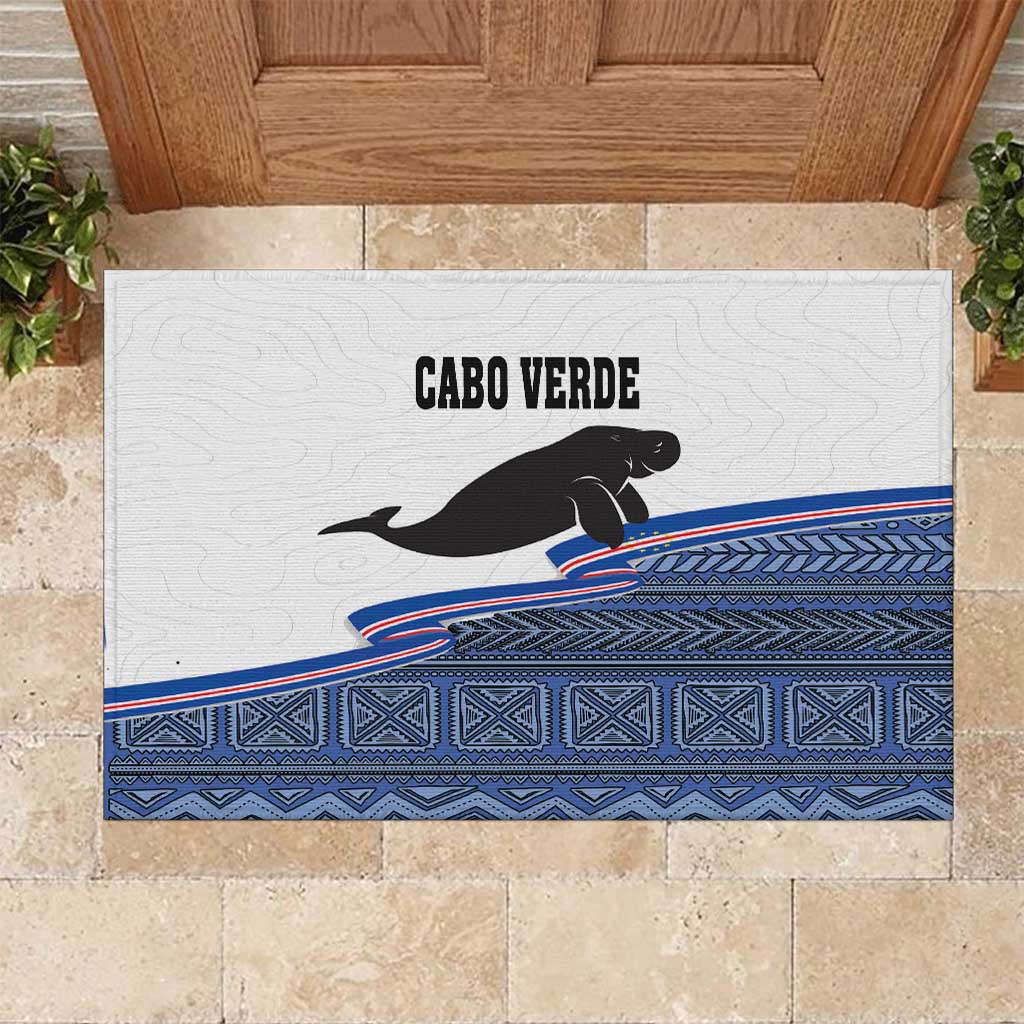 Cape Verde Manatee Rubber Doormat Pattern With Flag Color - Wonder Print Shop