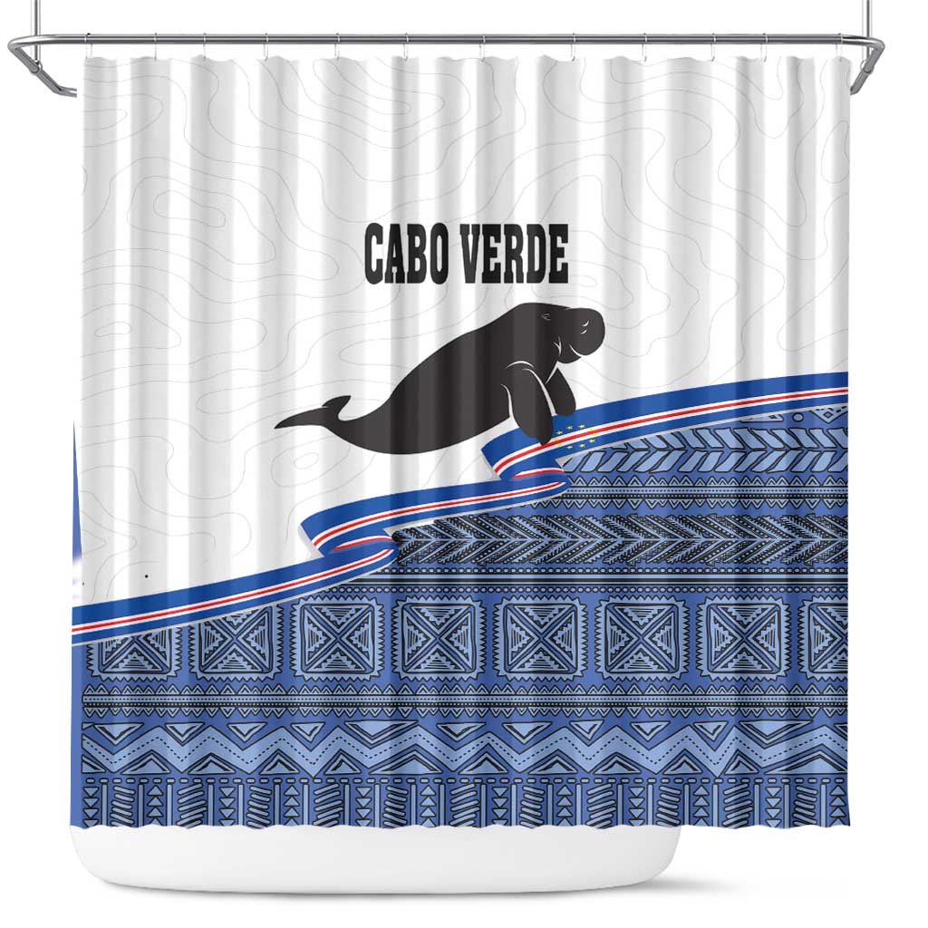 Cape Verde Manatee Shower Curtain Pattern With Flag Color