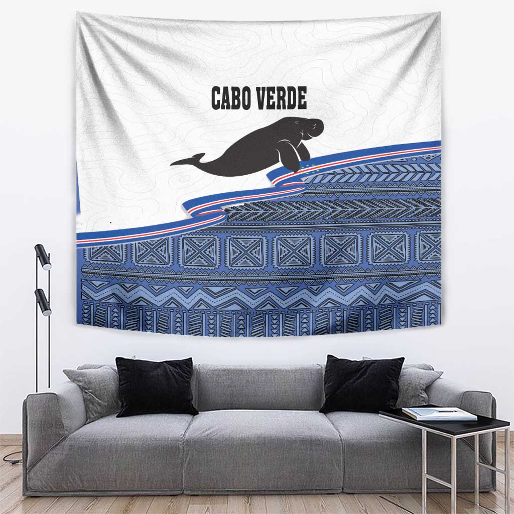 Cape Verde Manatee Tapestry Pattern With Flag Color