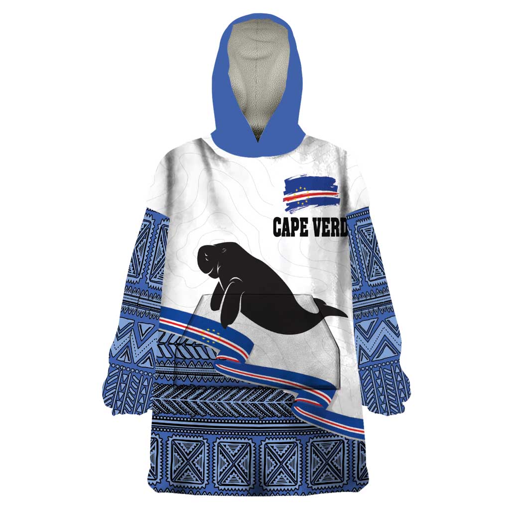 Cape Verde Manatee Wearable Blanket Hoodie Pattern With Flag Color - Wonder Print Shop