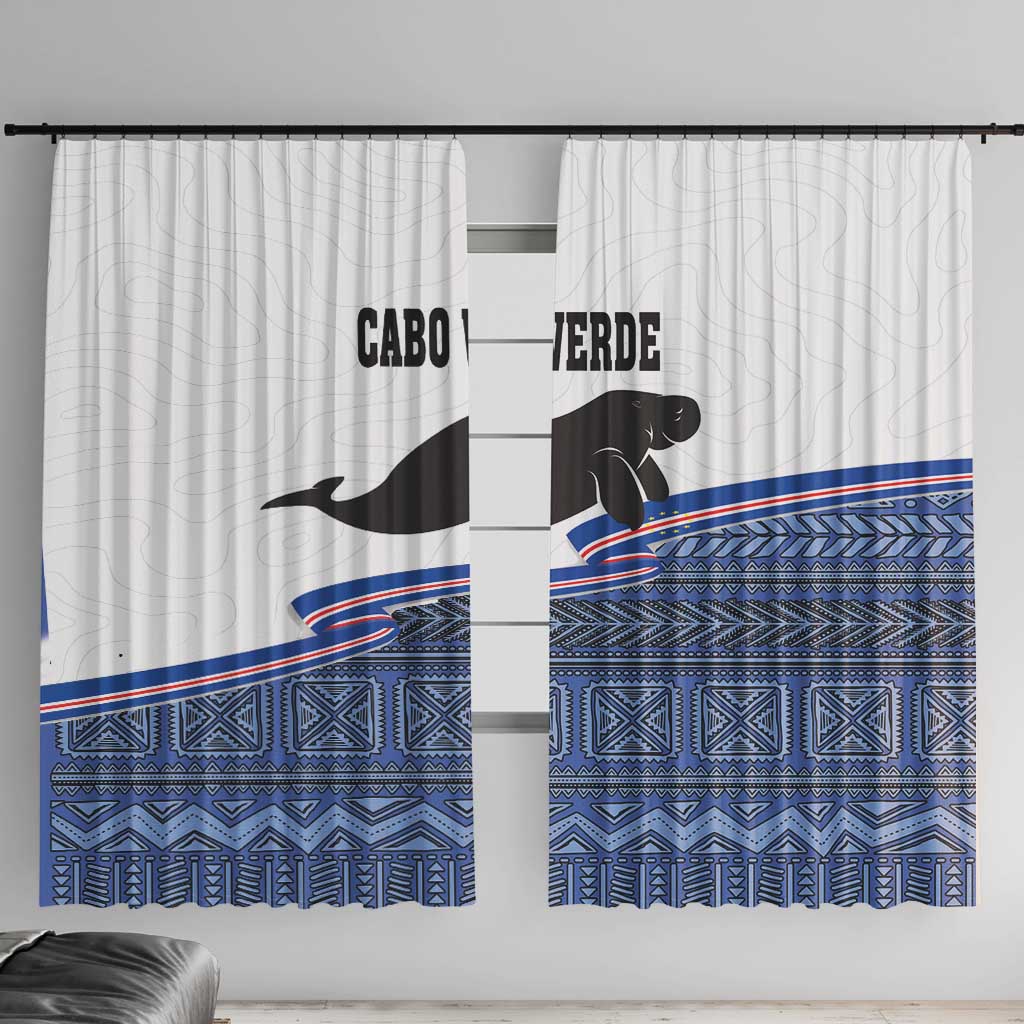 Cape Verde Manatee Window Curtain Pattern With Flag Color - Wonder Print Shop