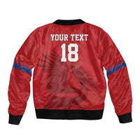 Custom Sint Maarten Football Red Version Sleeve Zip Bomber Jacket Go Champion