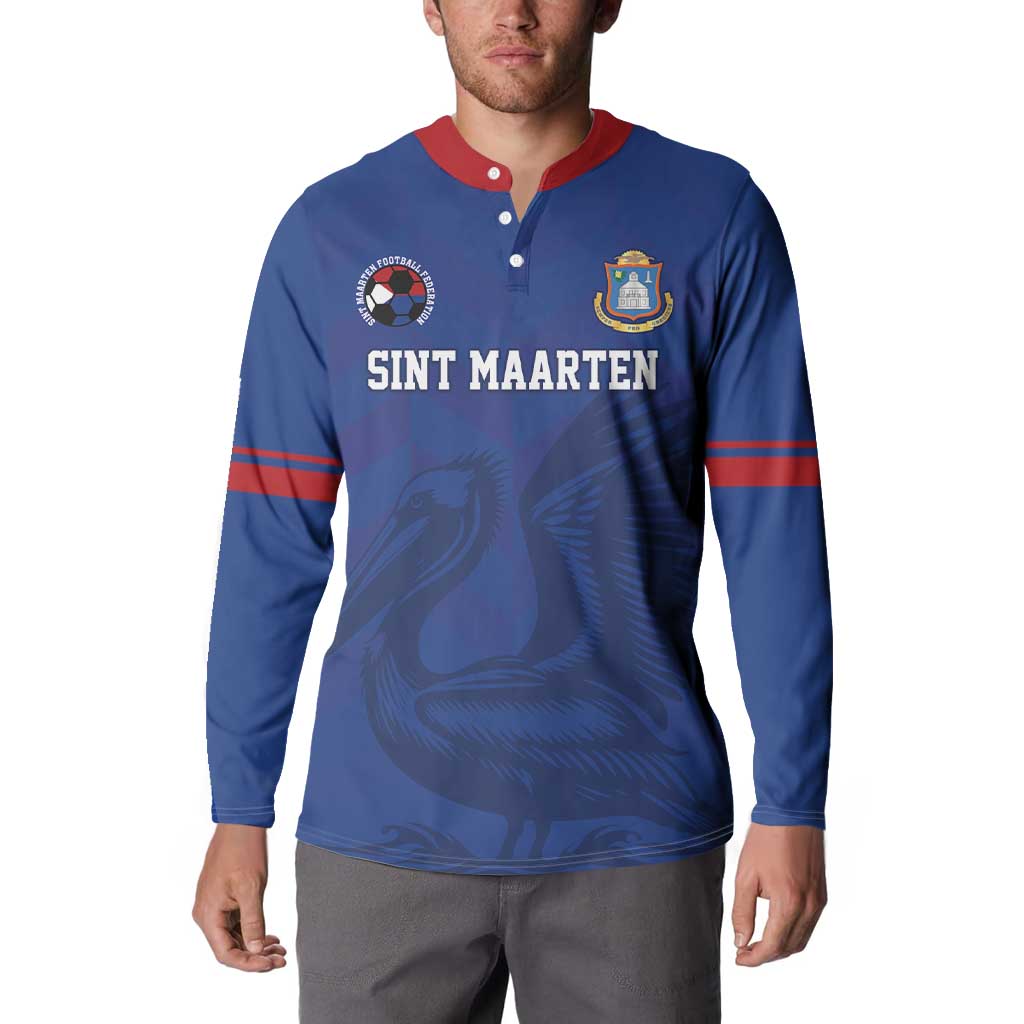 Custom Sint Maarten Football Blue Version Button Sweatshirt Go Champion