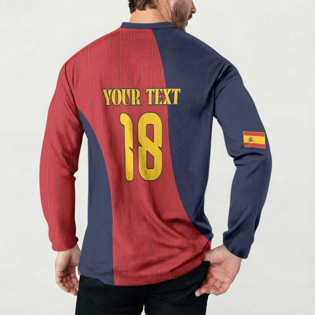 Custom Spain Football Button Sweatshirt La Roja National Pride