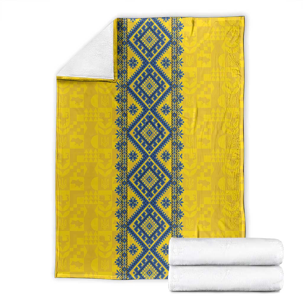 Blue Ukraine Folk Patterns Blanket Simple Style