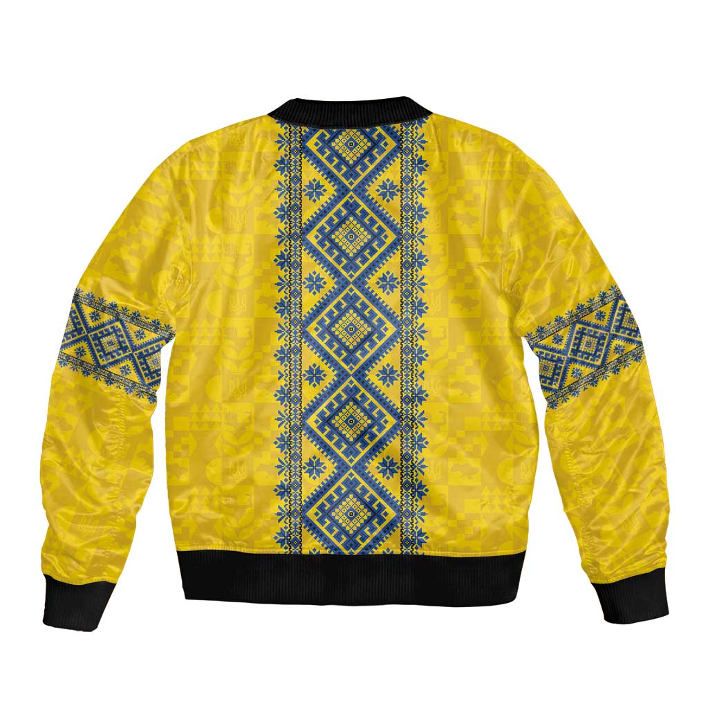 Blue Ukraine Folk Patterns Bomber Jacket Simple Style