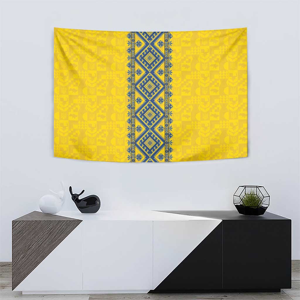 Blue Ukraine Folk Patterns Tapestry Simple Style