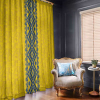 Blue Ukraine Folk Patterns Window Curtain Simple Style