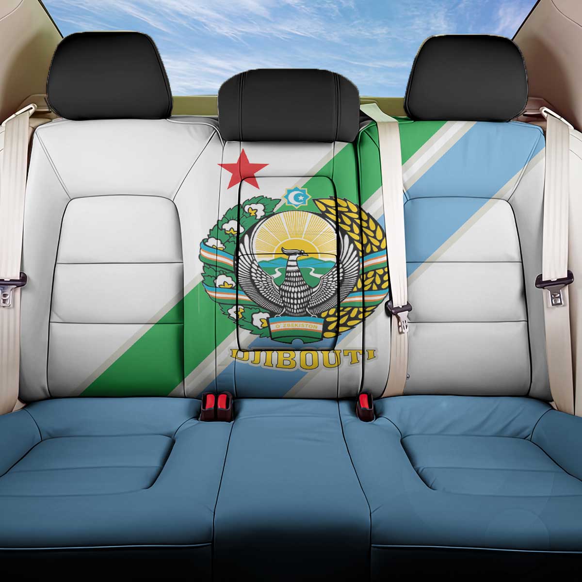 Djibouti Coat Of Arms Back Car Seat Cover With Flag Style - Wonder Print Shop