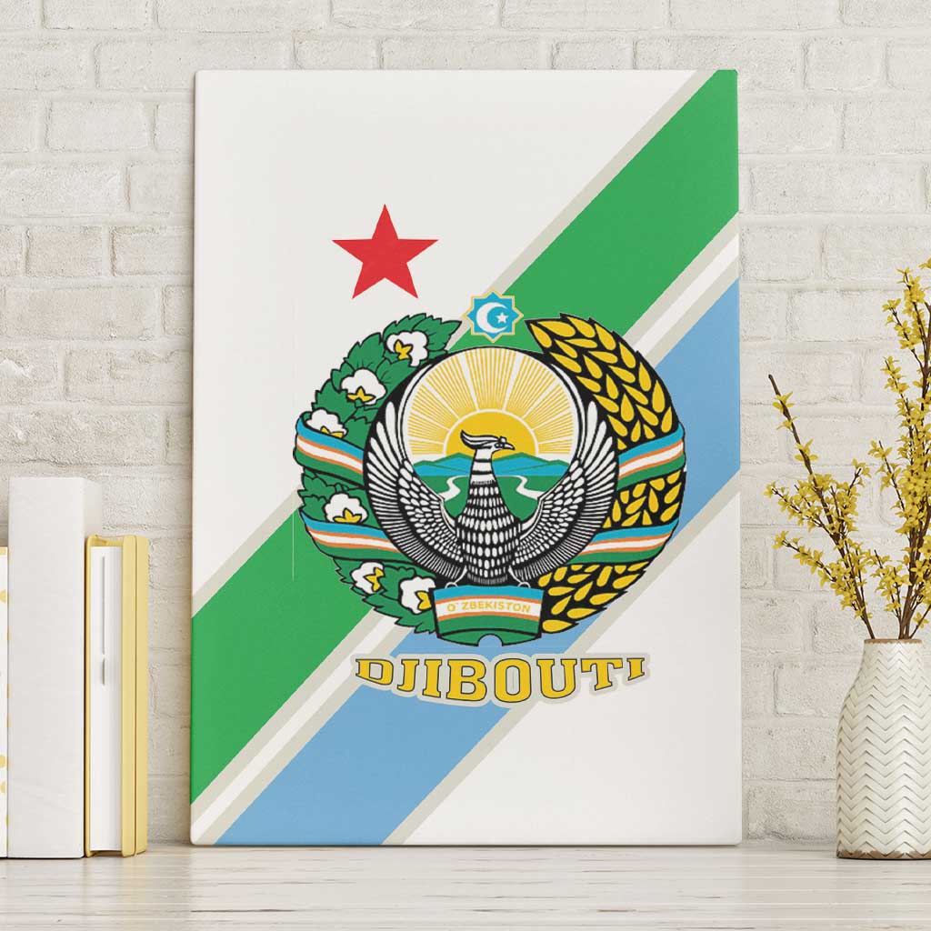 Djibouti Coat Of Arms Canvas Wall Art With Flag Style - Wonder Print Shop