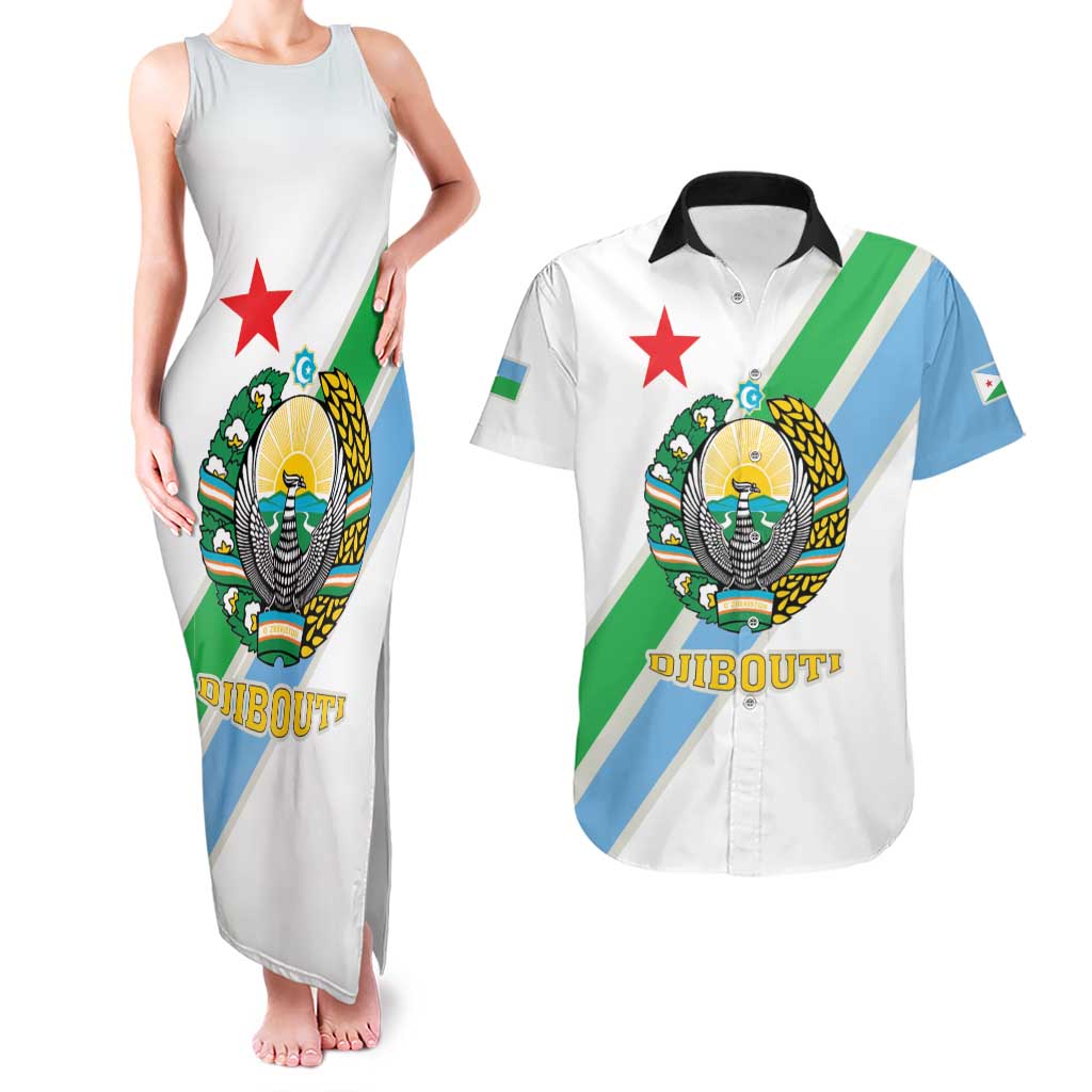 Djibouti Coat Of Arms Couples Matching Tank Maxi Dress and Hawaiian Shirt With Flag Style - Wonder Print Shop