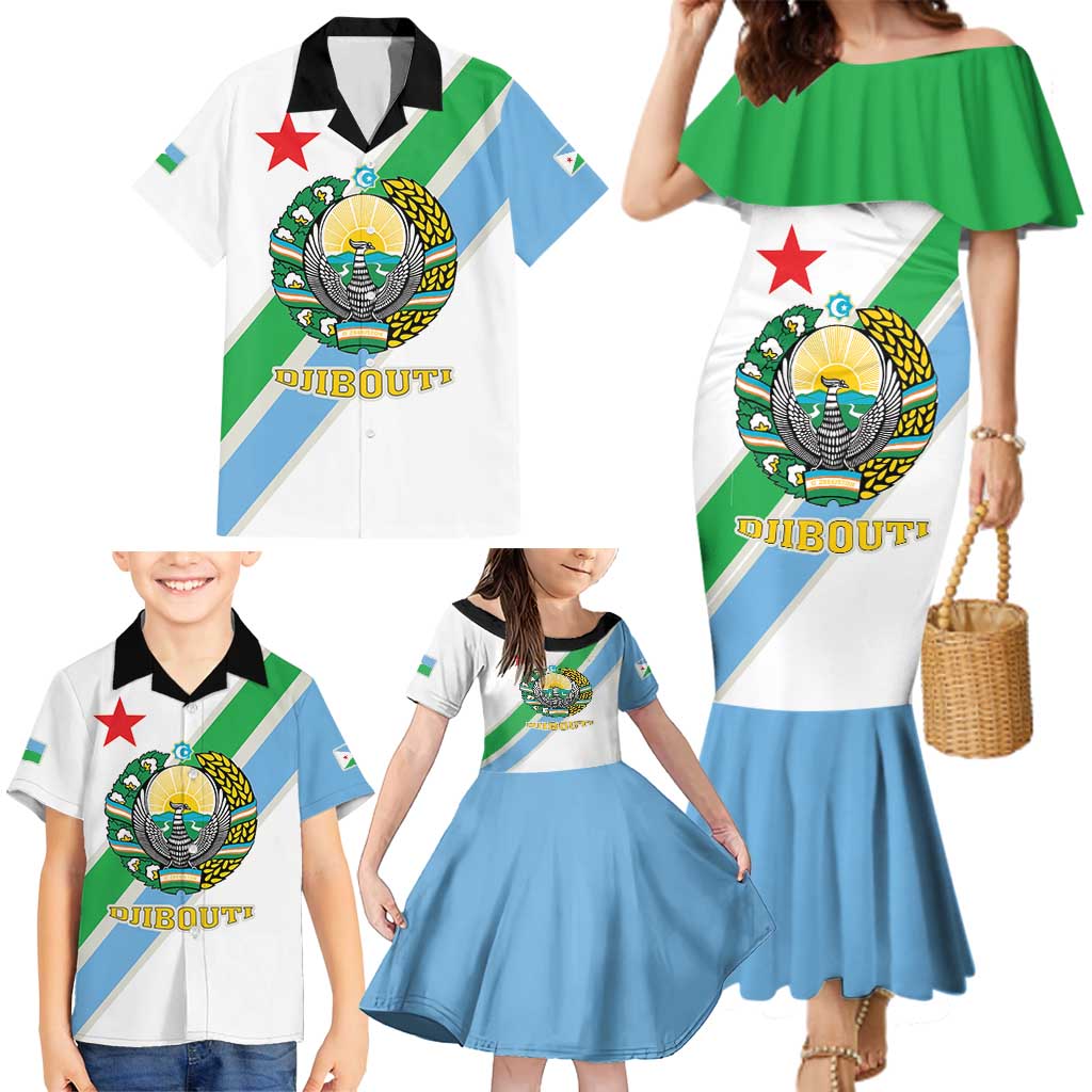 Djibouti Coat Of Arms Family Matching Mermaid Dress and Hawaiian Shirt With Flag Style - Wonder Print Shop