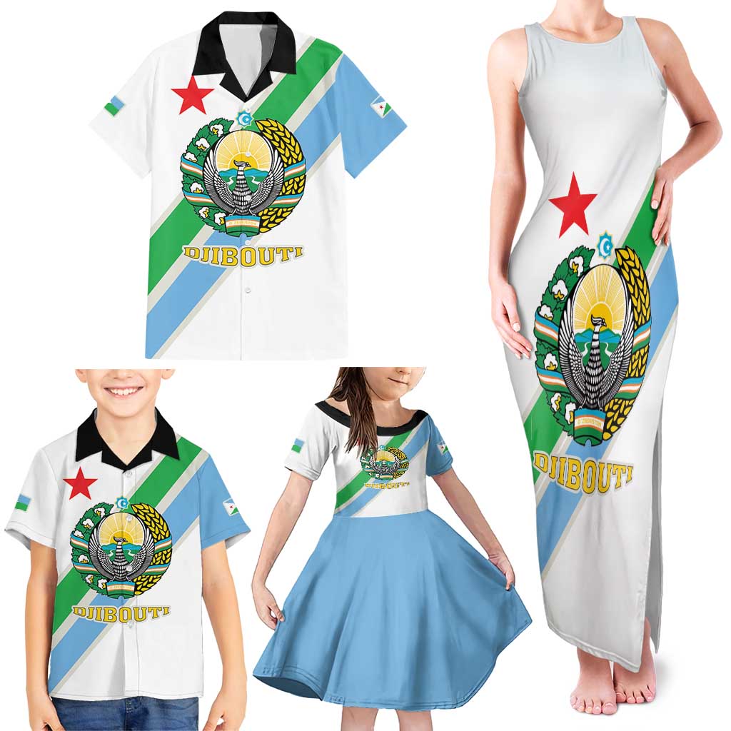 Djibouti Coat Of Arms Family Matching Tank Maxi Dress and Hawaiian Shirt With Flag Style - Wonder Print Shop