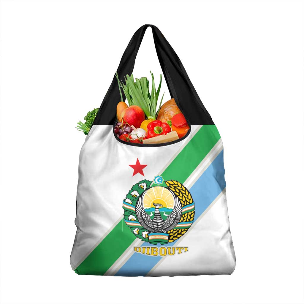 Djibouti Coat Of Arms Grocery Bag With Flag Style