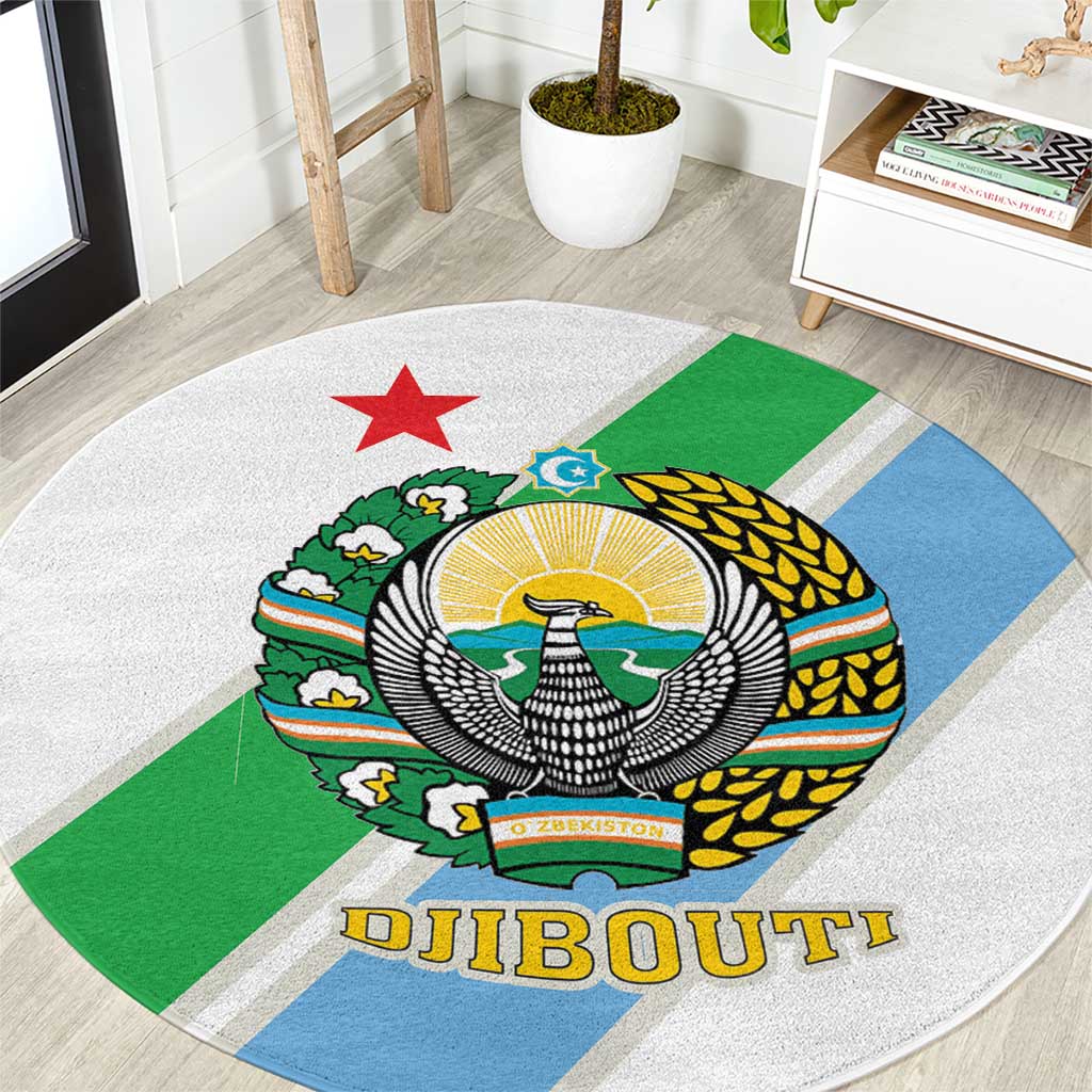 Djibouti Coat Of Arms Round Carpet With Flag Style