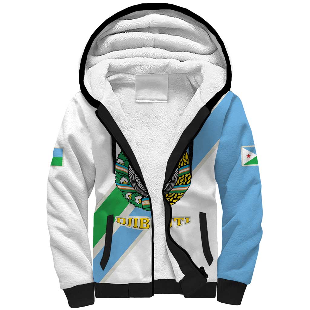 Djibouti Coat Of Arms Sherpa Hoodie With Flag Style - Wonder Print Shop