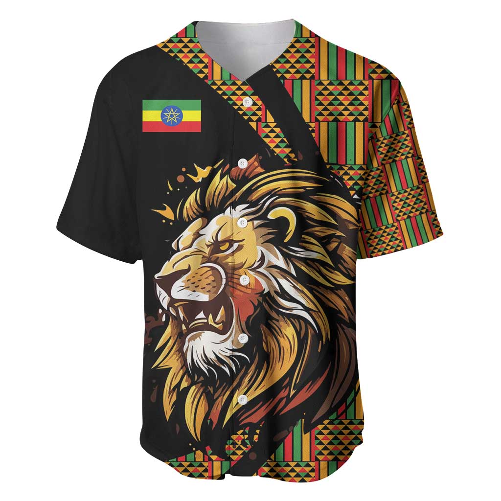 Ethiopia Baseball Jersey Ethiopian Lion Style Pattern - Wonder Print Shop