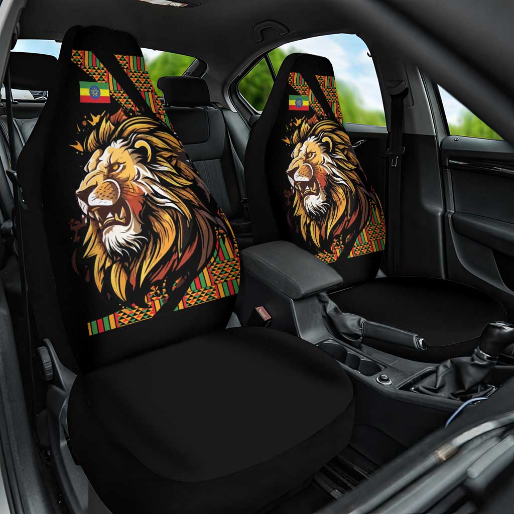 Ethiopia Car Seat Cover Ethiopian Lion Style Pattern - Wonder Print Shop