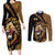 Ethiopia Couples Matching Long Sleeve Bodycon Dress and Long Sleeve Button Shirt Ethiopian Lion Style Pattern