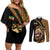 Ethiopia Couples Matching Off Shoulder Short Dress and Long Sleeve Button Shirt Ethiopian Lion Style Pattern