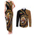 Ethiopia Couples Matching Tank Maxi Dress and Long Sleeve Button Shirt Ethiopian Lion Style Pattern