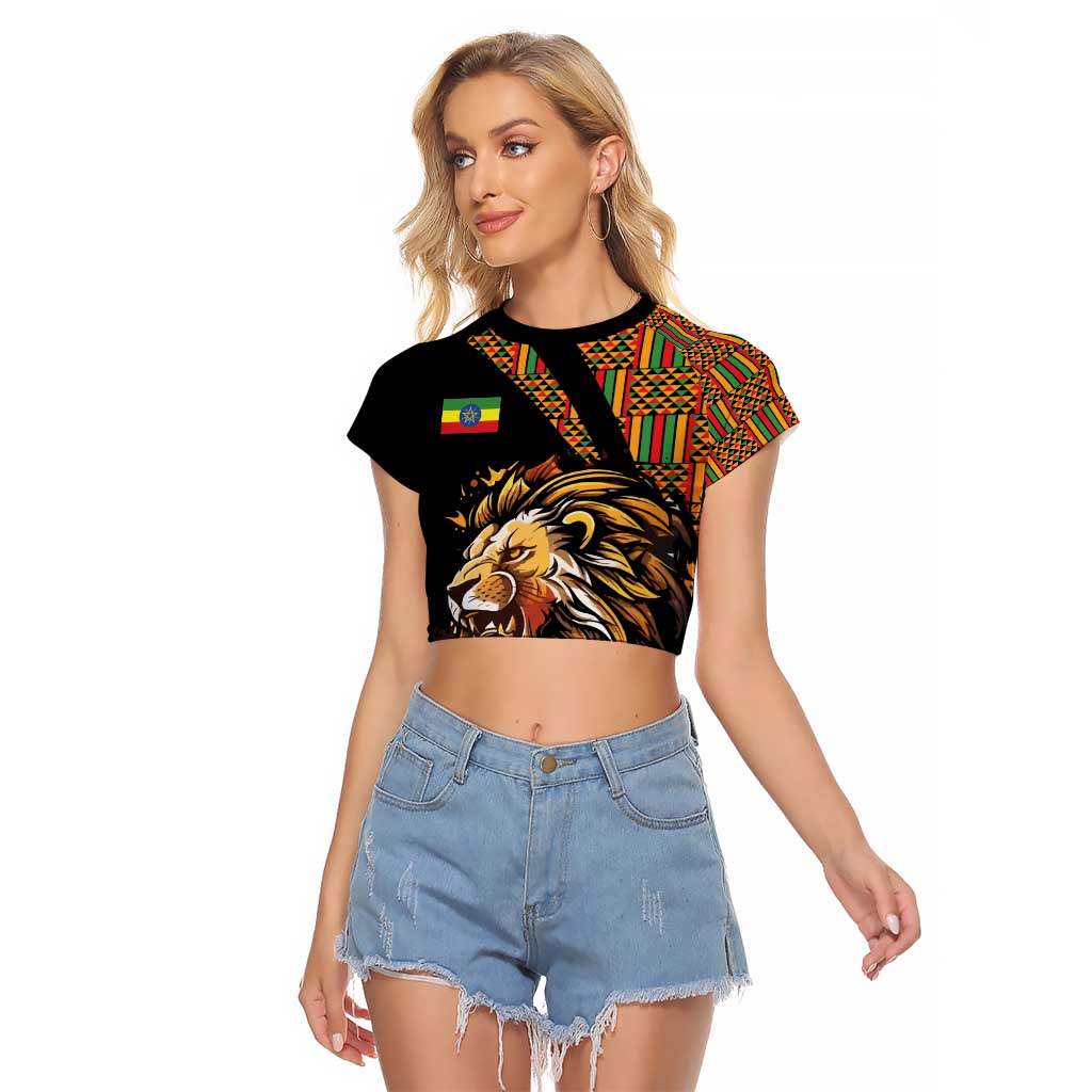 Ethiopia Raglan Cropped T Shirt Ethiopian Lion Style Pattern