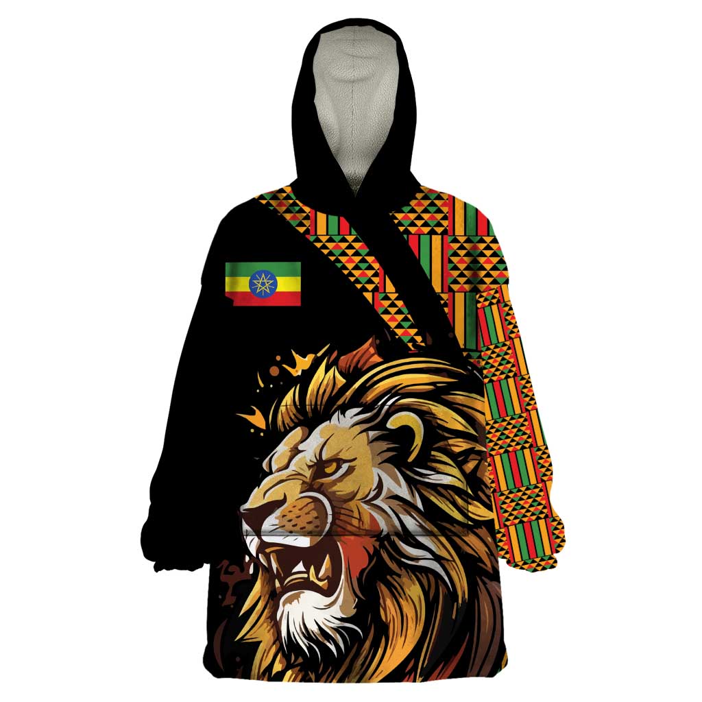 Ethiopia Wearable Blanket Hoodie Ethiopian Lion Style Pattern