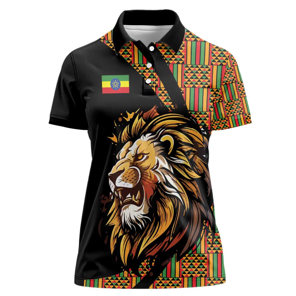 Ethiopia Women Polo Shirt Ethiopian Lion Style Pattern