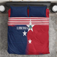 Liberia flag bedding set with red, blue, and white stripes and stars; includes two pillows