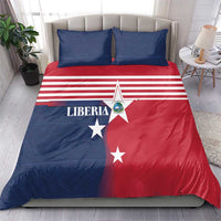 Liberia flag duvet bedding set with red, blue, and white stripes; two matching shams