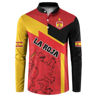 Custom Spain football button sweatshirt with red-yellow-black stripes, crest and La Roja lion