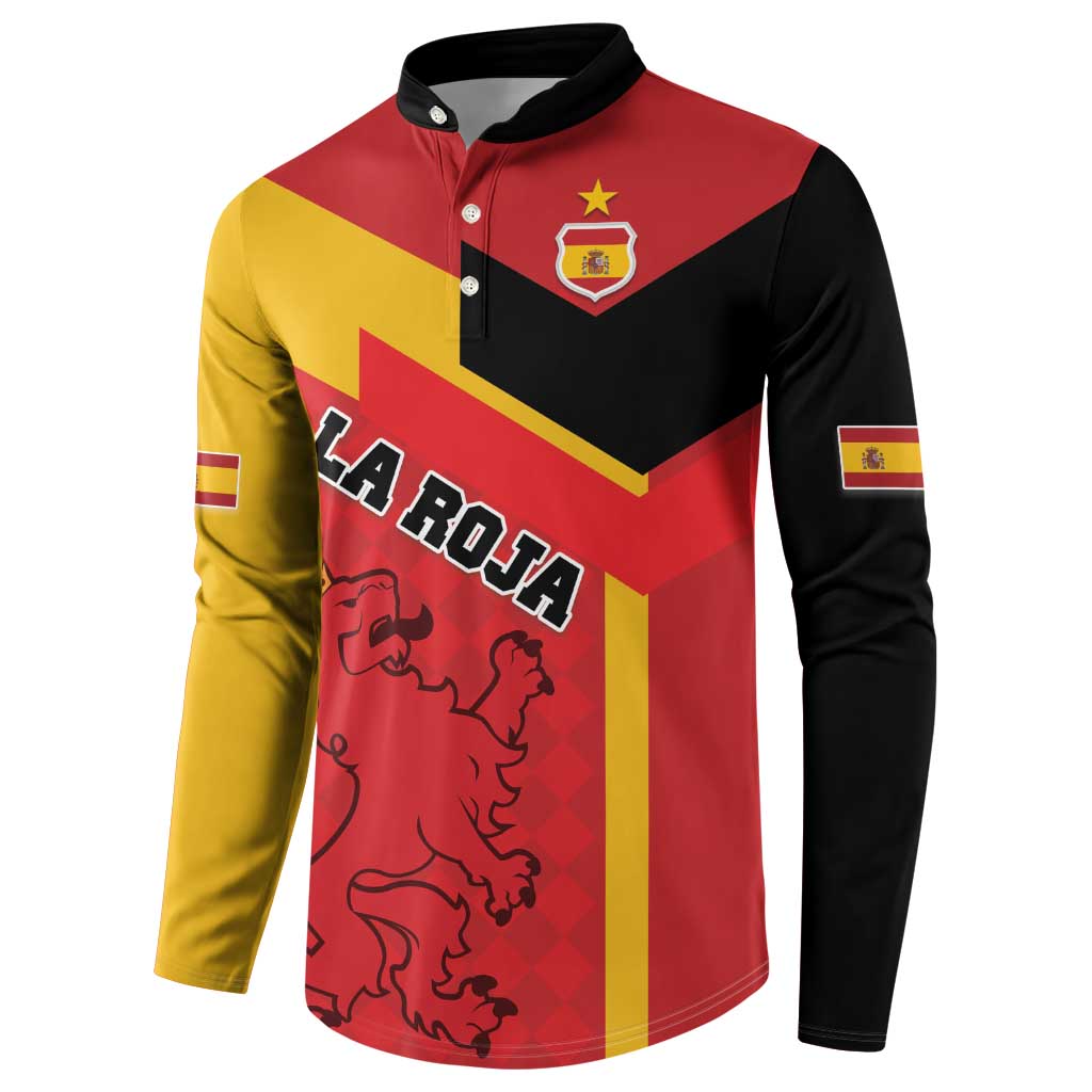Spain football button sweatshirt, black red and yellow panels, crest badge and La Roja