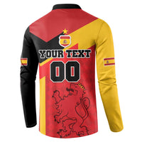 Back of Spain football button sweatshirt with 'YOUR TEXT', '00', crest and lion