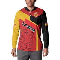 Front Spain football button sweatshirt with red-yellow-black color blocks, crest and La Roja