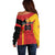 Custom Spain Football Off Shoulder Sweater La Roja Go Champion - Wonder Print Shop