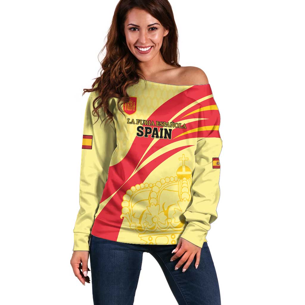 Custom Spain Football Off Shoulder Sweater Sport Style - Wonder Print Shop