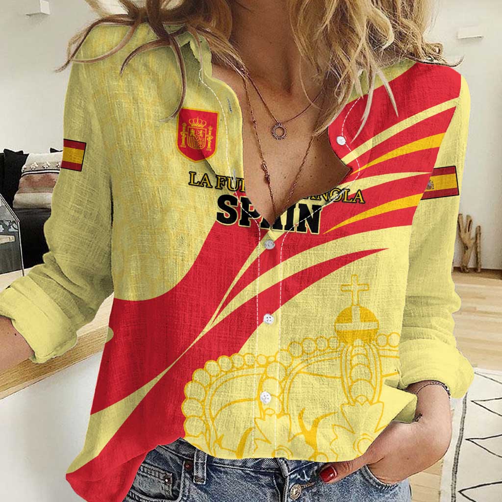 Custom Spain Football Women Casual Shirt Sport Style - Wonder Print Shop