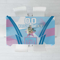 Blue football tablecloth with "00 YOUR TEXT" and Spain crest graphic