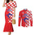 Custom Croatia Independence Day Couples Matching Mermaid Dress and Long Sleeve Button Shirt Grunge Checkerboard Patterns With Map