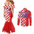 Custom Croatia Independence Day Couples Matching Mermaid Dress and Long Sleeve Button Shirt Grunge Checkerboard Patterns With Map