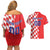 Custom Croatia Independence Day Couples Matching Off Shoulder Short Dress and Hawaiian Shirt Grunge Checkerboard Patterns With Map